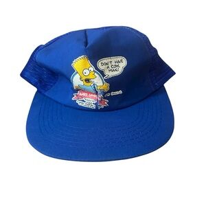 Vintage The Simpsons Bart Blue SnapBack Baseball Trucker Hat One Size